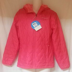 NWT Columbia Pink Quilted Bella Plush Jacket Faux Fur Lining sz Large 14 16 Girl